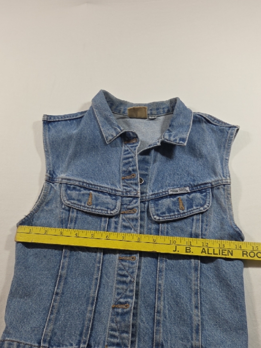 SilverHawk Light Blue Denim Sleeveless Button-Up Vest Cottagecore Biker Layer - Picture 8 of 9